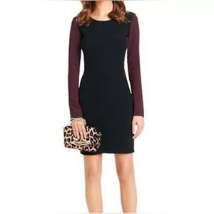 Diane von Furstenberg Octavia Color Block Long Sleeve Sheath Dress Size 2
